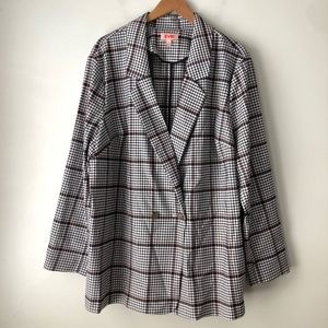 EVRI Women's Plaid Double-Breasted Boyfriend Blazer Jacket Size 2X